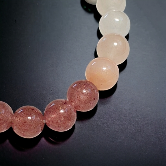 Rose Quartz, Strawberry Quartz & Peach Aventurine Bracelet Natural Stones 8mm - Picture 5 of 5